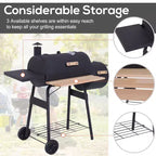 TUYOHW Outdoor Charcoal BBQ Grill,Portable Cooker with Shelves,Wheels,Bottle Opener&Handles,Outdoor Cookware for Party,Camping,Picnic&Backyard