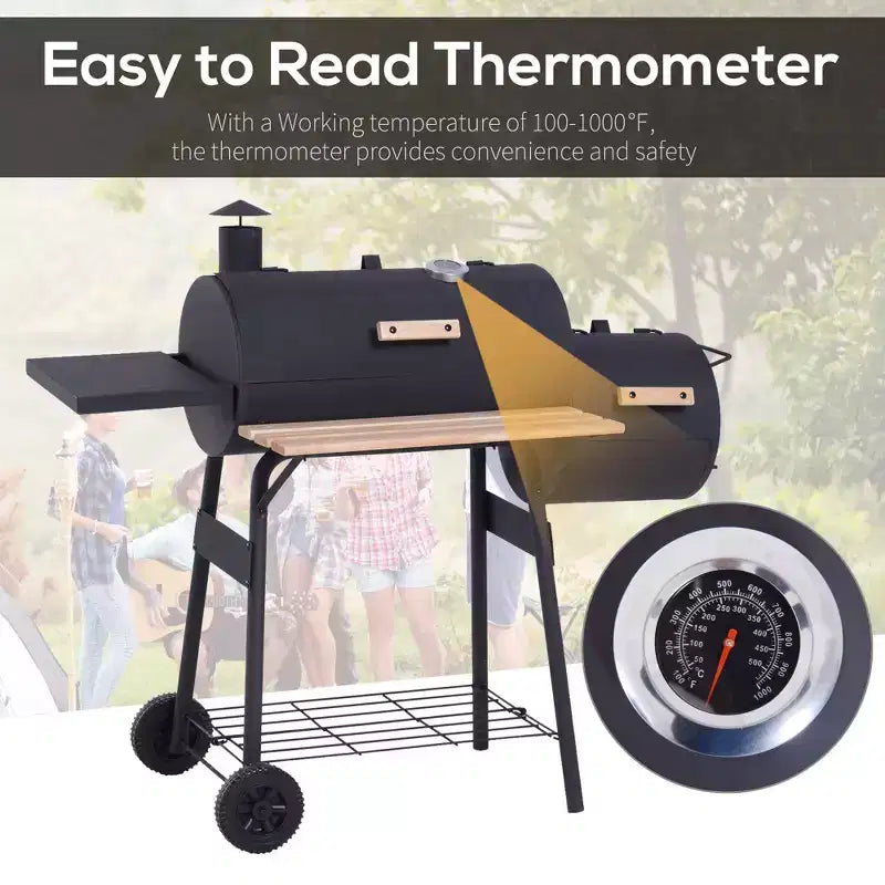 TUYOHW Outdoor Charcoal BBQ Grill,Portable Cooker with Shelves,Wheels,Bottle Opener&Handles,Outdoor Cookware for Party,Camping,Picnic&Backyard