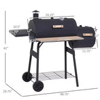 TUYOHW Outdoor Charcoal BBQ Grill,Portable Cooker with Shelves,Wheels,Bottle Opener&Handles,Outdoor Cookware for Party,Camping,Picnic&Backyard