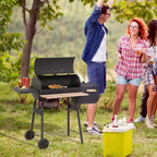 TUYOHW Outdoor Charcoal BBQ Grill,Portable Cooker with Shelves,Wheels,Bottle Opener&Handles,Outdoor Cookware for Party,Camping,Picnic&Backyard