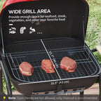 TUYOHW 30.75 Steel Portable BBQ Charcoal Smoker Grill,Outdoor Camping Grill with Side Shelf,Bottom Grate,Thermometer&Wheels,Idea for Backyard,Camping