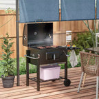 TUYOHW 21Portable Charcoal Grill with Wheels&Bottom Shelf ,BBQ Smoker Griller with Adjustable Vents on Lid for Picnic,Parties,Camping&Backyard,Black