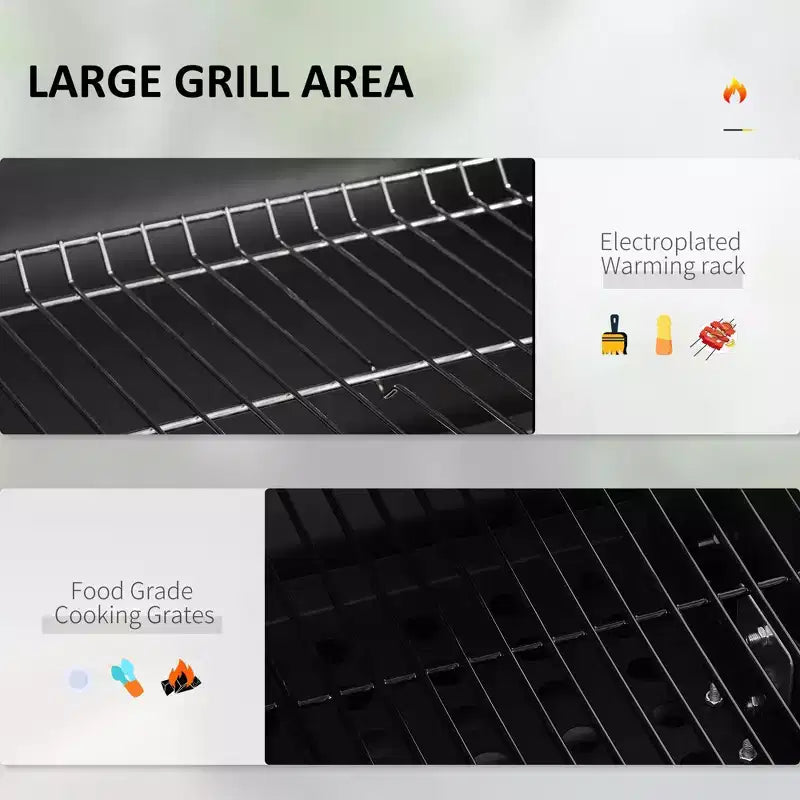 TUYOHW 21Portable Charcoal Grill with Wheels&Bottom Shelf ,BBQ Smoker Griller with Adjustable Vents on Lid for Picnic,Parties,Camping&Backyard,Black
