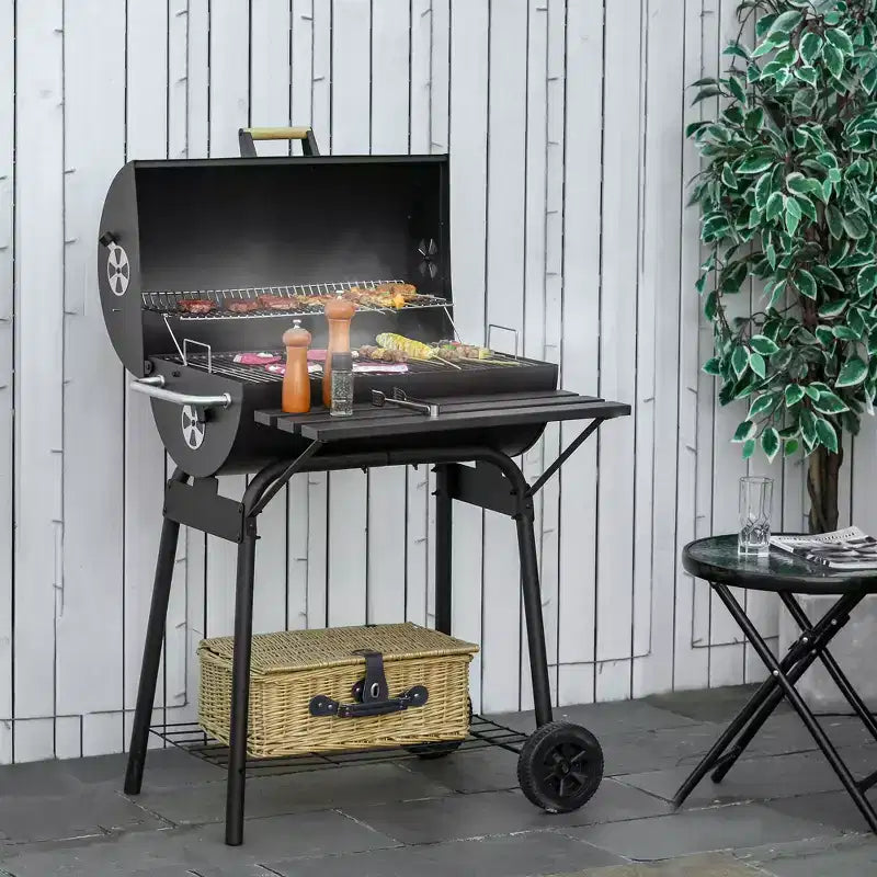 TUYOHW Barbecue portable au charbon de bois petit grill de table en acier inoxydable pour le camping en extérieur, les barbecues, les fêtes et le jardin, grille de cuisson double face, noir