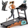 Foldable Treadmill w/ 20% Incline, 12MPH Fast Speed Treadmill w/105 Programs for Home Running Walking, 400LBS Treadmill APP Connected, Wider Belt