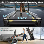 Tapis de course pliable avec inclinaison à 20 %, vitesse rapide de 19 km/h, puissance de 5,1 CV, 105 programmes pour la course et la marche à domicile, tapis de course de 180 kg avec application connectée, ceinture plus large