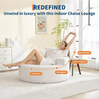 Round Oversized Corduroy Chaise Longue - Boneless Cloud Deep Seat Sleeper Floor Sofa Chair for Living Room Bedroom Apartment