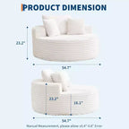 Round Oversized Corduroy Chaise Longue - Boneless Cloud Deep Seat Sleeper Floor Sofa Chair for Living Room Bedroom Apartment