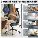 Chaise de bureau ergonomique Costway avec appui-tête 2D, dossier inclinable et roulettes, chaise de jeu bleue/marron et beige/grise et bleue