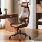 Chaise de bureau ergonomique Costway avec appui-tête 2D, dossier inclinable et roulettes, chaise de jeu bleue/marron et beige/grise et bleue