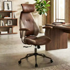 Chaise de bureau ergonomique Costway avec appui-tête 2D, dossier inclinable et roulettes, chaise de jeu bleue/marron et beige/grise et bleue