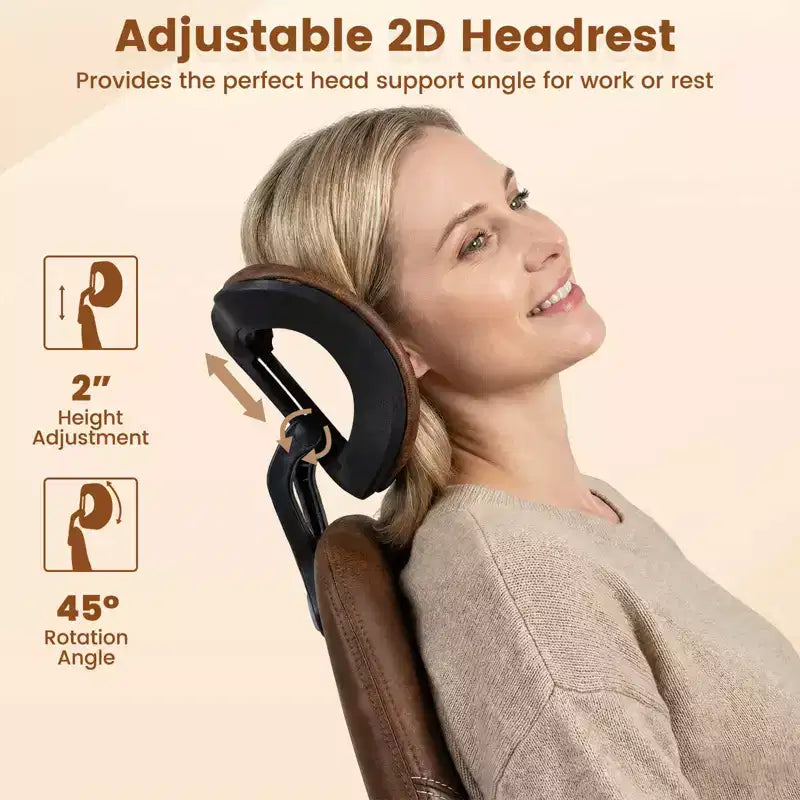 Chaise de bureau ergonomique Costway avec appui-tête 2D, dossier inclinable et roulettes, chaise de jeu bleue/marron et beige/grise et bleue