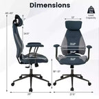 Chaise de bureau ergonomique Costway avec appui-tête 2D, dossier inclinable et roulettes, chaise de jeu bleue/marron et beige/grise et bleue