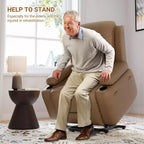 Fauteuil inclinable électrique grand format pour personnes âgées, siège extra large, massage chauffant, canapé électrique en similicuir avec porte-gobelets et poches latérales, beige