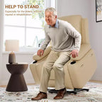 Fauteuil inclinable électrique grand format pour personnes âgées, siège extra large, massage chauffant, canapé électrique en similicuir avec porte-gobelets et poches latérales, beige