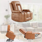 Fauteuil inclinable électrique grand format pour personnes âgées, siège extra large, massage chauffant, canapé électrique en similicuir avec porte-gobelets et poches latérales, beige