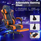 TUYOHW Chaise de bureau gaming pivotante à 360° avec roulettes, dossier inclinable, hauteur d'assise et repose-pieds réglables, chaise de jeu ergonomique, charge maximale 136 kg