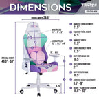 TUYOHW Kawaii PC Gaming Chairs with Adjustable Height,Head&Heart Lumbar Pillow,360 Swivel Chair for Home&Office,250lbs Max,Pink/Green/Purple/White