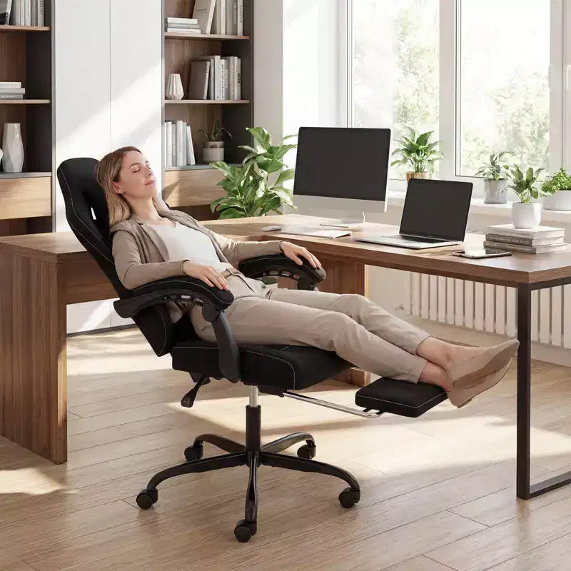 Costway Height Adjustable Computer Chair with Headrest, Lumbar Support, Linkage Armrests Black/Gray