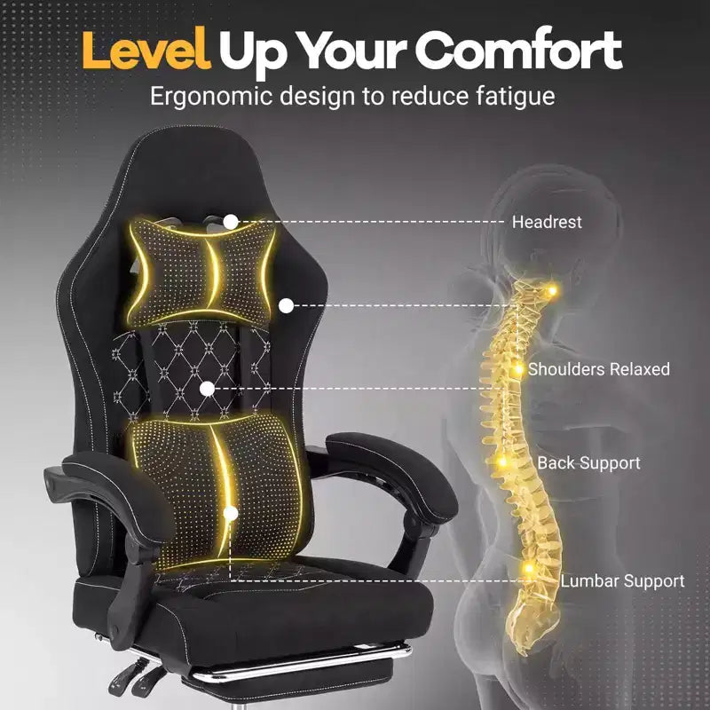 Costway Height Adjustable Computer Chair with Headrest, Lumbar Support, Linkage Armrests Black/Gray
