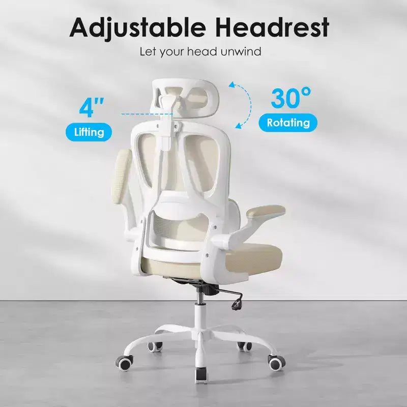 TUYOHW Ergonomic Mesh Office Chair with Adjustable Lumbar Support,Headrest & Flip-Up Armrests,Home Office Desk Chair for Study,Gaming Room