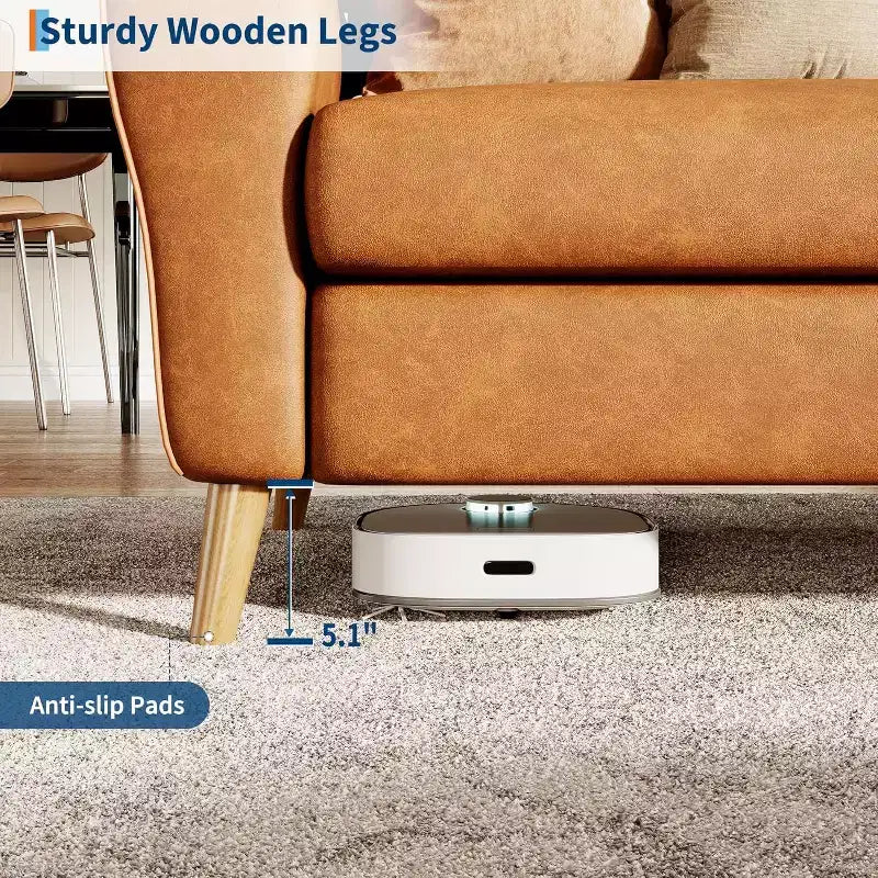 3 Seater Sofa with Wide Armrests, Wood Legs, Deep Seats, Mid-Century Modern Loveseat Sofa for Small Spaces, Easy Assembly