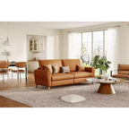 3 Seater Sofa with Wide Armrests, Wood Legs, Deep Seats, Mid-Century Modern Loveseat Sofa for Small Spaces, Easy Assembly