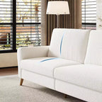3 Seater Sofa with Wide Armrests, Wood Legs, Deep Seats, Mid-Century Modern Loveseat Sofa for Small Spaces, Easy Assembly