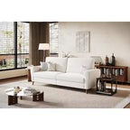 3 Seater Sofa with Wide Armrests, Wood Legs, Deep Seats, Mid-Century Modern Loveseat Sofa for Small Spaces, Easy Assembly