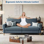 3 Seater Sofa with Wide Armrests, Wood Legs, Deep Seats, Mid-Century Modern Loveseat Sofa for Small Spaces, Easy Assembly