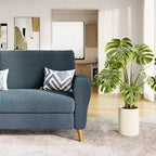 3 Seater Sofa with Wide Armrests, Wood Legs, Deep Seats, Mid-Century Modern Loveseat Sofa for Small Spaces, Easy Assembly