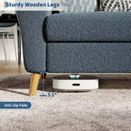 3 Seater Sofa with Wide Armrests, Wood Legs, Deep Seats, Mid-Century Modern Loveseat Sofa for Small Spaces, Easy Assembly
