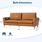 3 Seater Sofa with Wide Armrests, Wood Legs, Deep Seats, Mid-Century Modern Loveseat Sofa for Small Spaces, Easy Assembly