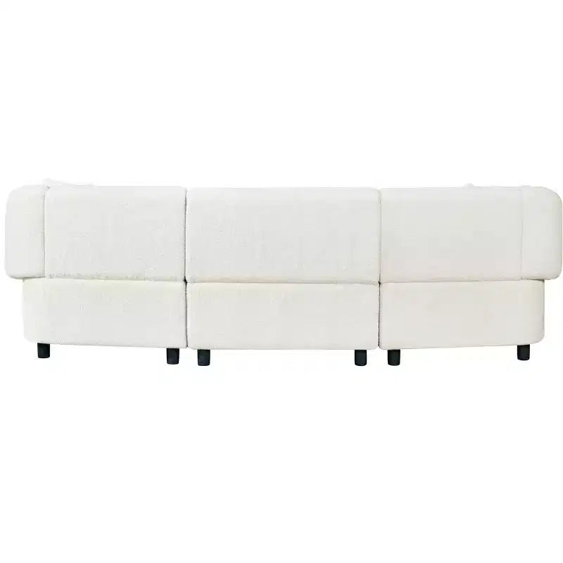 MAYEERTY 98.5-Inch Contemporary Curved 3-Seater Sofa Beige, Plush Seating Streamlined Design Durable Frame for Stylish Living Spaces