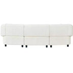 MAYEERTY 98.5-Inch Contemporary Curved 3-Seater Sofa Beige, Plush Seating Streamlined Design Durable Frame for Stylish Living Spaces