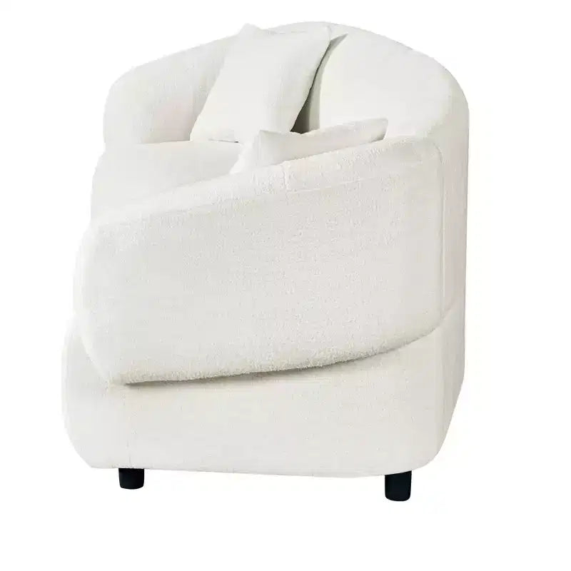 MAYEERTY 98.5-Inch Contemporary Curved 3-Seater Sofa Beige, Plush Seating Streamlined Design Durable Frame for Stylish Living Spaces