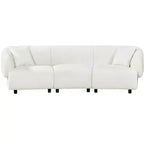 MAYEERTY 98.5-Inch Contemporary Curved 3-Seater Sofa Beige, Plush Seating Streamlined Design Durable Frame for Stylish Living Spaces
