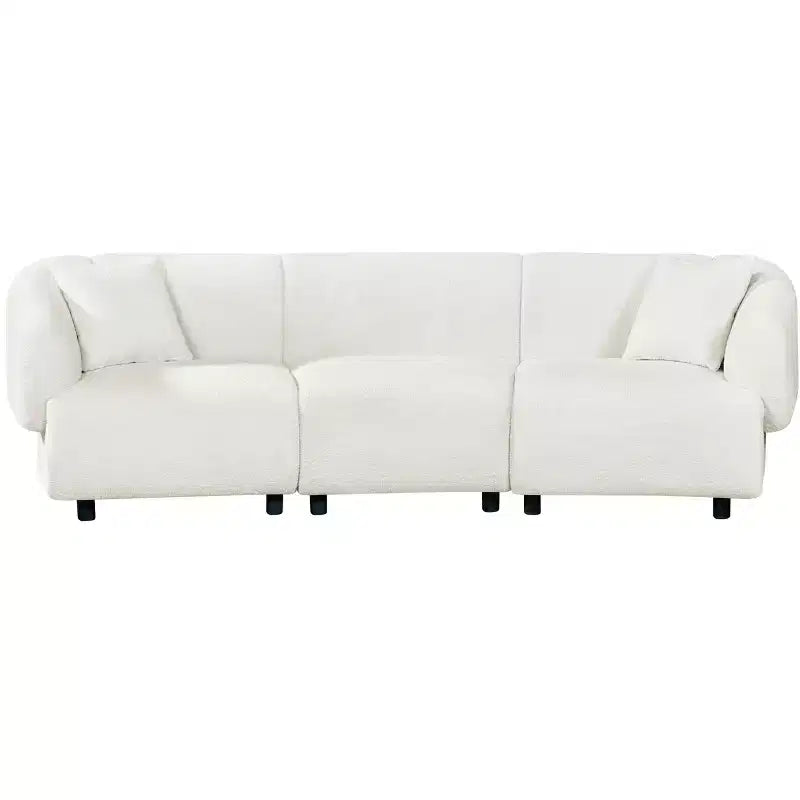 MAYEERTY 98.5-Inch Contemporary Curved 3-Seater Sofa Beige, Plush Seating Streamlined Design Durable Frame for Stylish Living Spaces