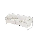 MAYEERTY 98.5-Inch Contemporary Curved 3-Seater Sofa Beige, Plush Seating Streamlined Design Durable Frame for Stylish Living Spaces