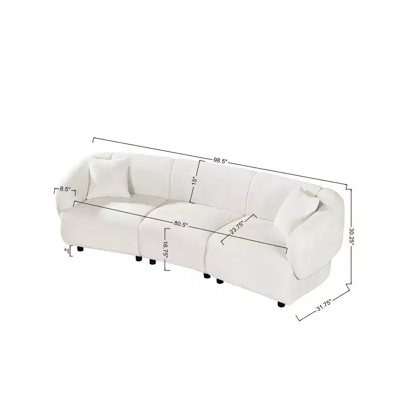 MAYEERTY 98.5-Inch Contemporary Curved 3-Seater Sofa Beige, Plush Seating Streamlined Design Durable Frame for Stylish Living Spaces