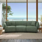 MAYEERTY 98.5-Inch Contemporary Curved 3-Seater Sofa Beige, Plush Seating Streamlined Design Durable Frame for Stylish Living Spaces