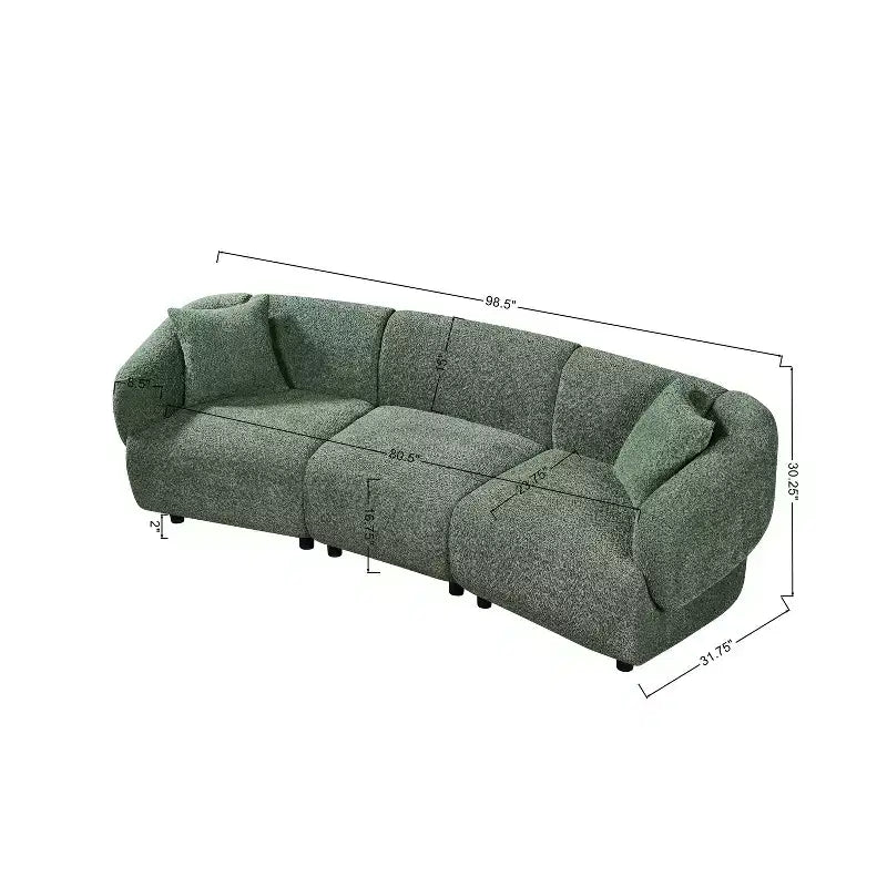 MAYEERTY 98.5-Inch Contemporary Curved 3-Seater Sofa Beige, Plush Seating Streamlined Design Durable Frame for Stylish Living Spaces