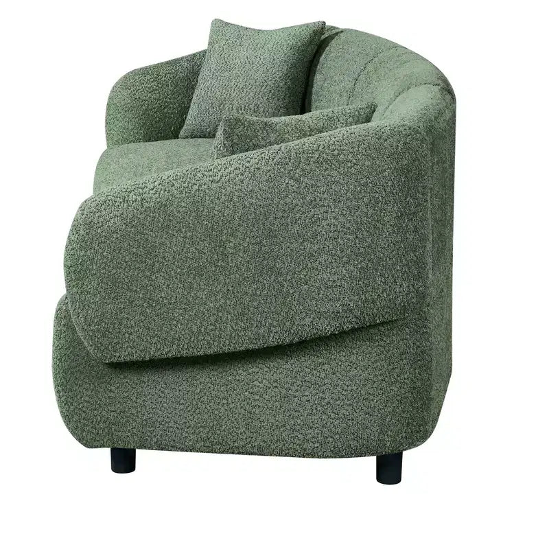 MAYEERTY 98.5-Inch Contemporary Curved 3-Seater Sofa Beige, Plush Seating Streamlined Design Durable Frame for Stylish Living Spaces