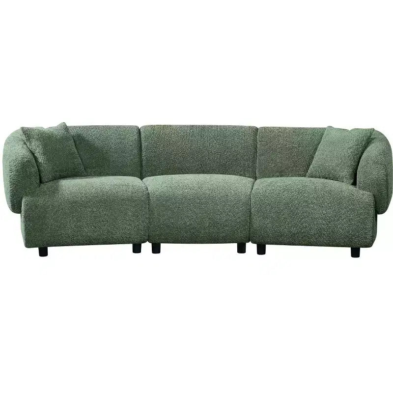 MAYEERTY 98.5-Inch Contemporary Curved 3-Seater Sofa Beige, Plush Seating Streamlined Design Durable Frame for Stylish Living Spaces