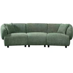 MAYEERTY 98.5-Inch Contemporary Curved 3-Seater Sofa Beige, Plush Seating Streamlined Design Durable Frame for Stylish Living Spaces