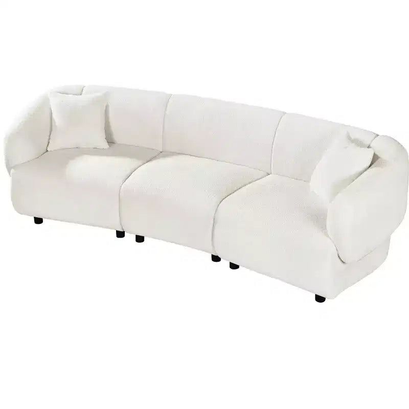 MAYEERTY 98.5-Inch Contemporary Curved 3-Seater Sofa Beige, Plush Seating Streamlined Design Durable Frame for Stylish Living Spaces