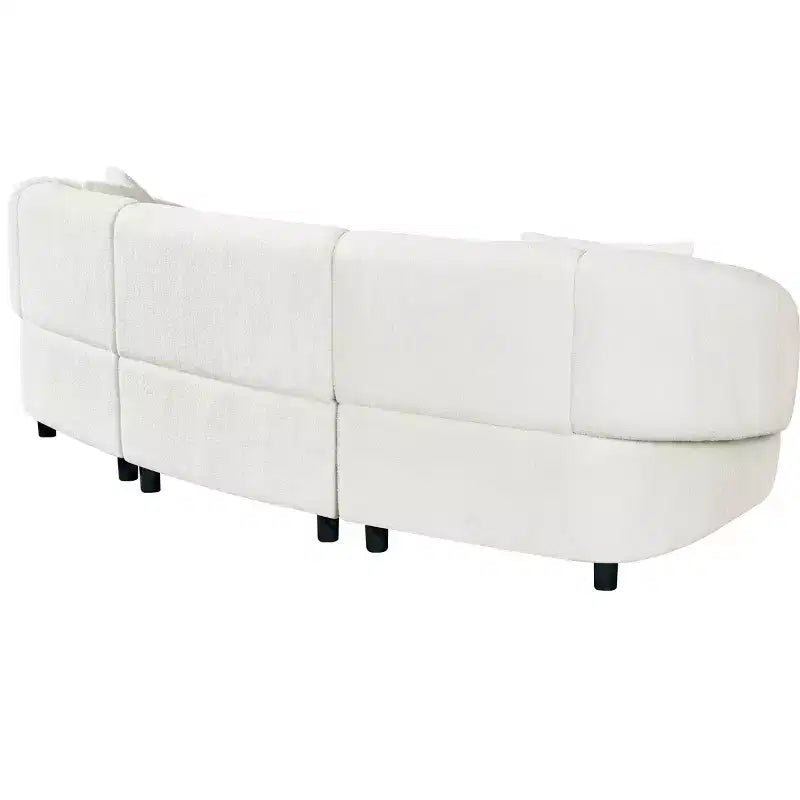 MAYEERTY 98.5-Inch Contemporary Curved 3-Seater Sofa Beige, Plush Seating Streamlined Design Durable Frame for Stylish Living Spaces