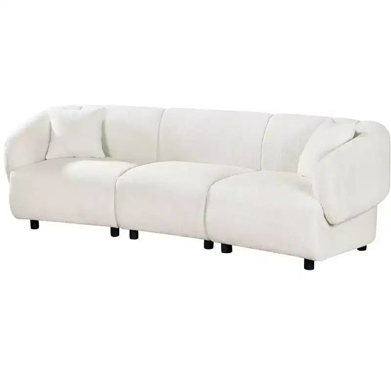 MAYEERTY 98.5-Inch Contemporary Curved 3-Seater Sofa Beige, Plush Seating Streamlined Design Durable Frame for Stylish Living Spaces