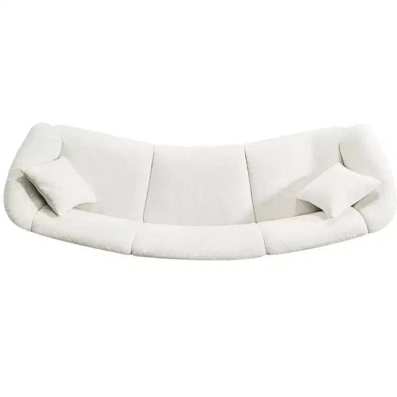 MAYEERTY 98.5-Inch Contemporary Curved 3-Seater Sofa Beige, Plush Seating Streamlined Design Durable Frame for Stylish Living Spaces