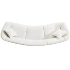 MAYEERTY 98.5-Inch Contemporary Curved 3-Seater Sofa Beige, Plush Seating Streamlined Design Durable Frame for Stylish Living Spaces